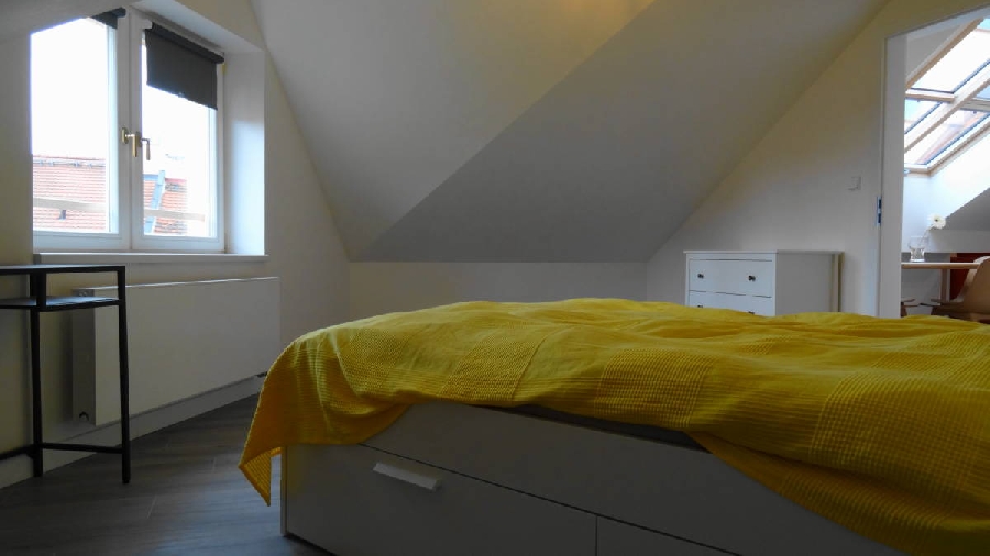 Pronájem podkrovního luxusně zařízeného bytu 2+kk,73m2 na Vinohradech